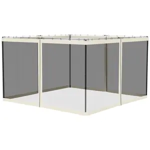 10' x 12' Gazebo & Canopy Tent Replacement Mesh Sidewall Netting - Heavy-Duty White Polyester Mesh, Smooth Zipper Closures, Breathable Bug-Proof Design for Summer Insect Protection