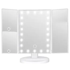 Makeup Mirror with Lights, Lighted Makeup Mirror with 22Pcs LED Lights, 2X 3X Magnifying Makeup Mirror, Dual Power Supply Light up Vanity Mirror COWIN