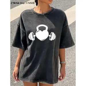 Barbell & Kettlebell Gym Lover Gift – Washed Style Workout Tee