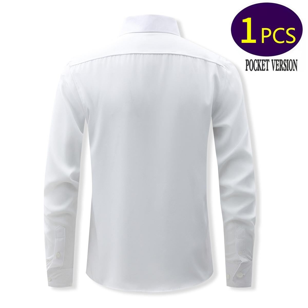 Men's Square Collar Shirt with Pocket, Stretch, Solid Color Shirt, Business Casual