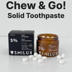 SMILUX 5% Nano Hydroxyapatite Solid Toothpaste Tablets, Chewable Toothpaste Tabs, Mint Flavor, Daily Teeth Cleaning, Travel Friendly