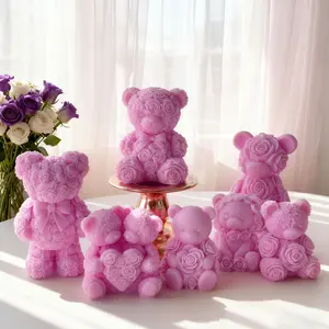 Rose Bear Candle Silicone Mold DIY Valentine's Day Handmade Fragrance Diffuser Stone