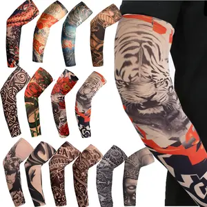 12PCS Ice Silk Tattoo Pattern Cooling Arm Sleeves,UV Sun Protection Arm Covers for Outdoor Sports Cycling Running  Men and Women