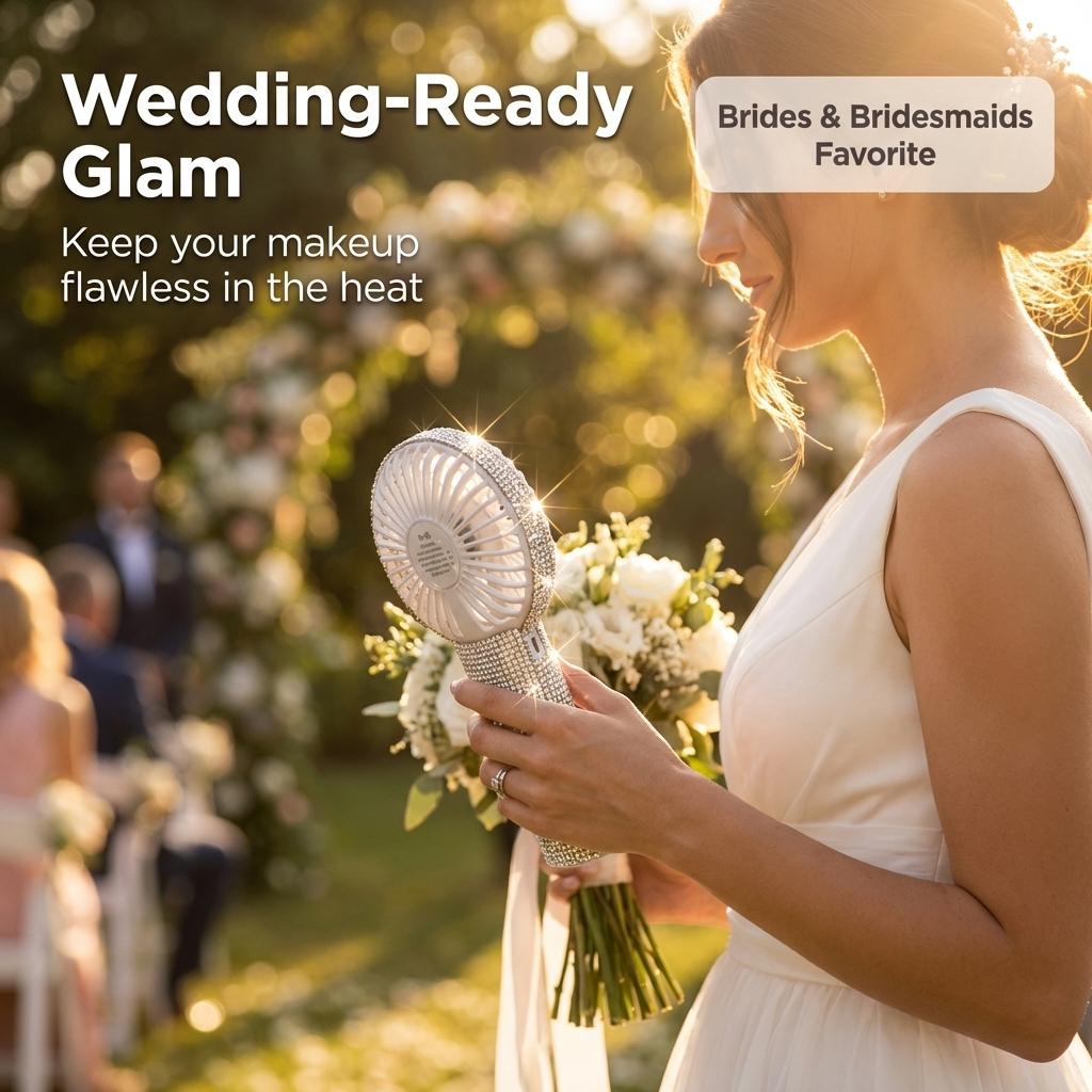 TAZTIR USB Rechargeable Mini Fan, Portable Diamond-style Handheld, Exquisite Battery Life, Suitable for Wedding, Outdoor, Desk, Travel, Valentine's Day Gift, Mother's Day Gift