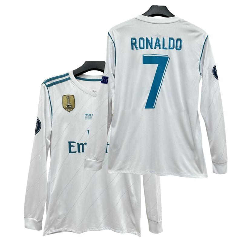 C.Ronaldo #7 Classic Retro 2017-18 Home Kit Fan Edition Adult Long-Sleeve Breathable Quick-Dry Soccer Jersey