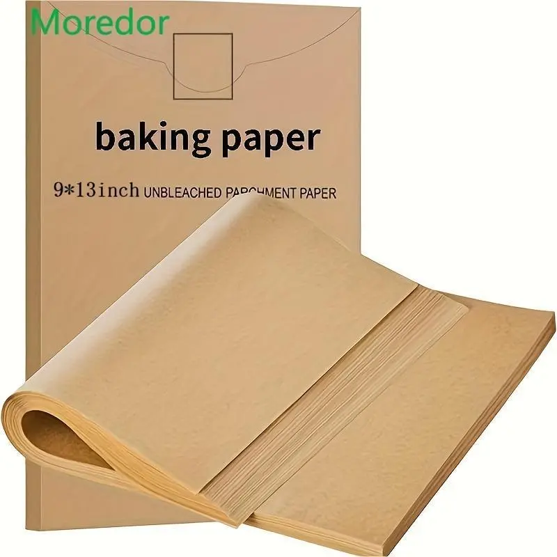100 Pcs Parchment Paper Baking Sheets, 9x13 Inches Non-Stick Precut Baking Parchment, for Baking Grilling Air Fryer Steaming Bread Cup Cake Cookie and More (Unbleached)