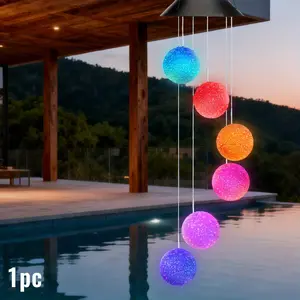 Solar Color Changing Crystal Ball Wind Chime - LED Outdoor Hanging Decor with Lights, Gift for Mom & Grandma, Waterproof for Garden, Patio, Yard, Wedding & Holiday Celebrations