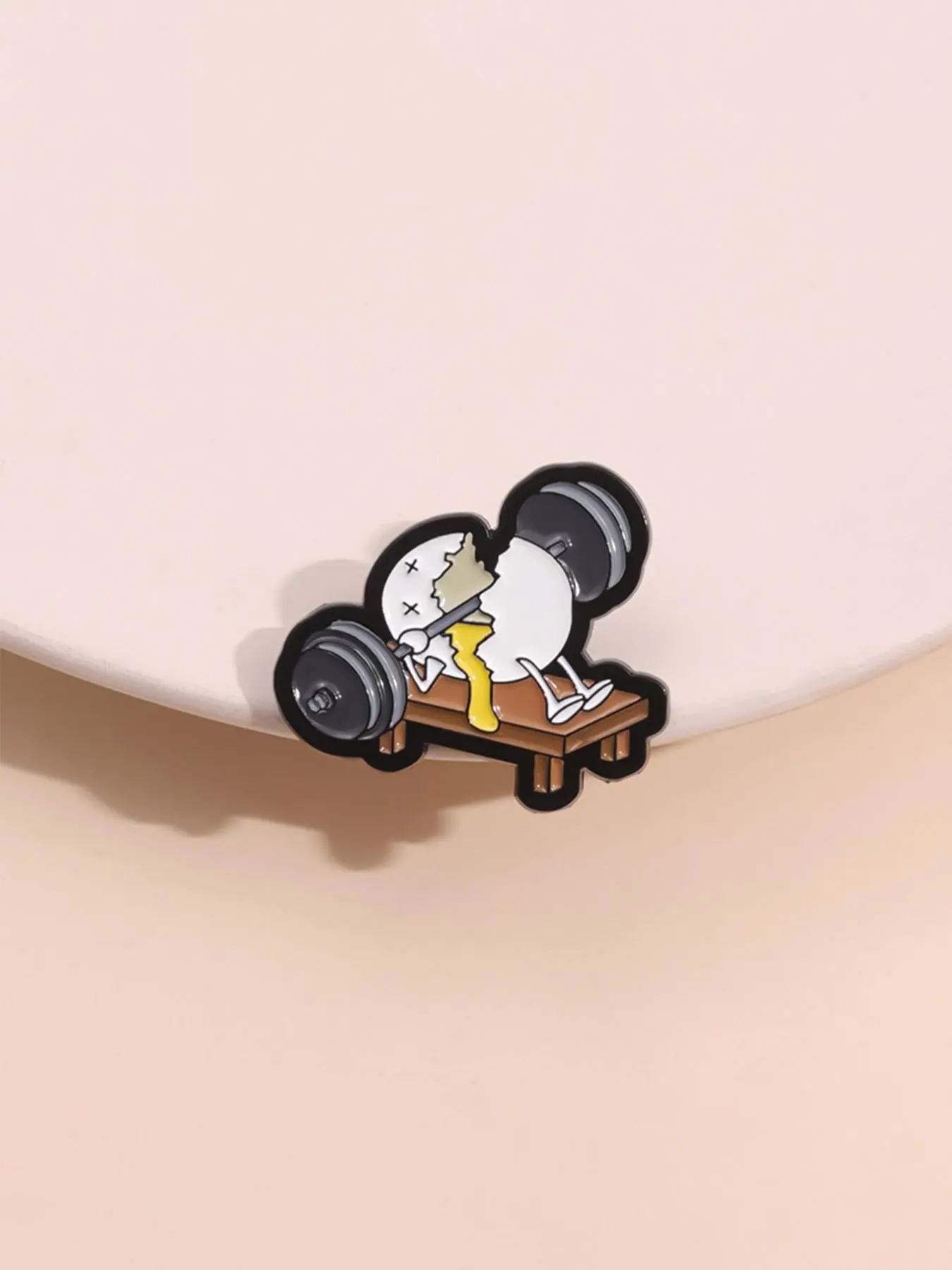 Cartoon Egg & Barbell Design Brooch, Cute Fitness Enthusiast Badge for Backpack Hat Decoration, Fashion Accessories for Men & Women, Drop Set Pins, Alloy Brooch Pin
