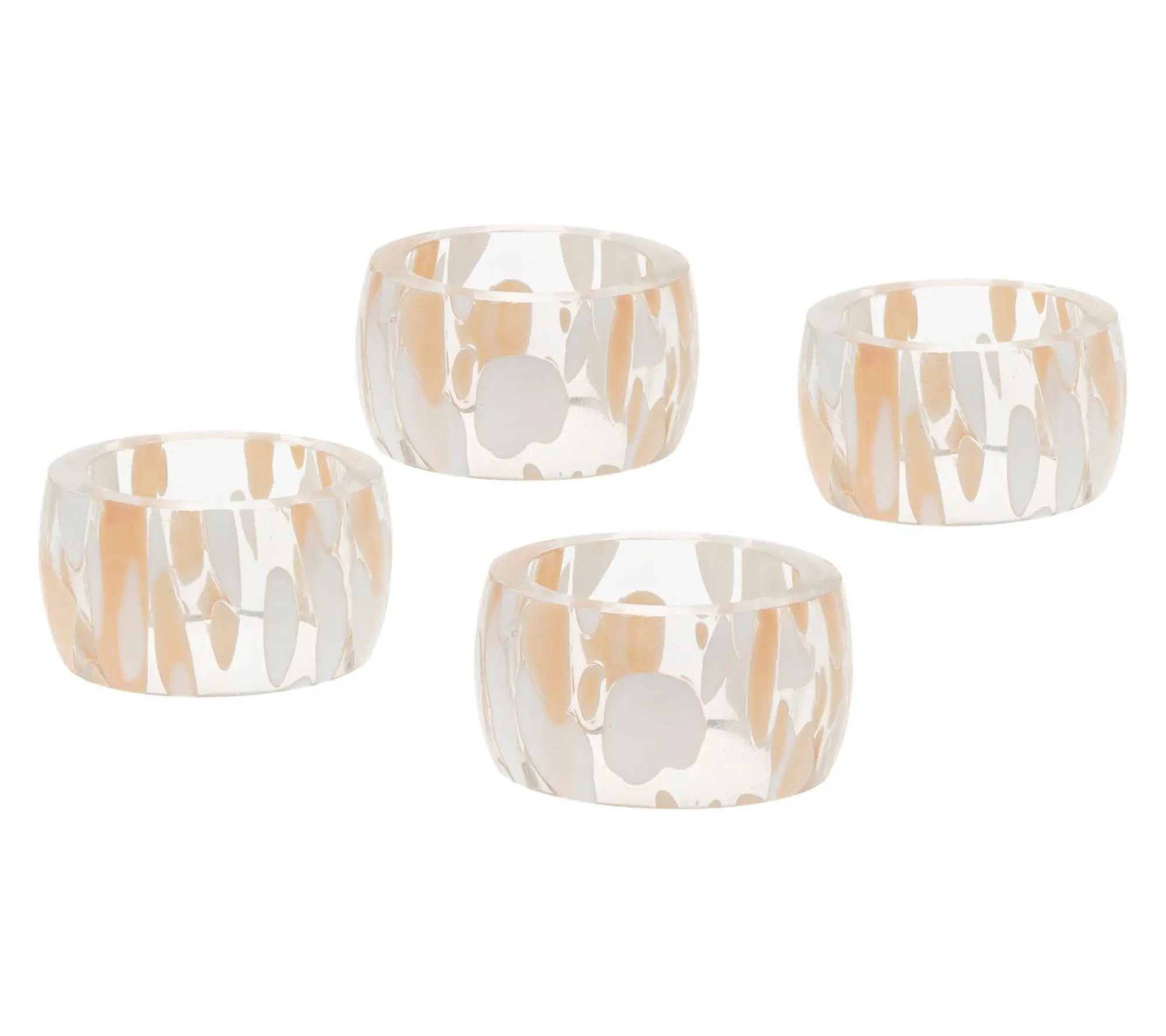 Godinger Pink Terrazo Glass Napkin Ring Set