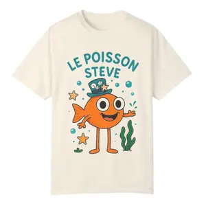 Funny Fish Le Poisson Steve Unisex T-shirt, Minimalist Humor Tee, Quirky Fish Shirt, Orange Fish Graphic Tee, Absurd Fish Shirt, Steve the