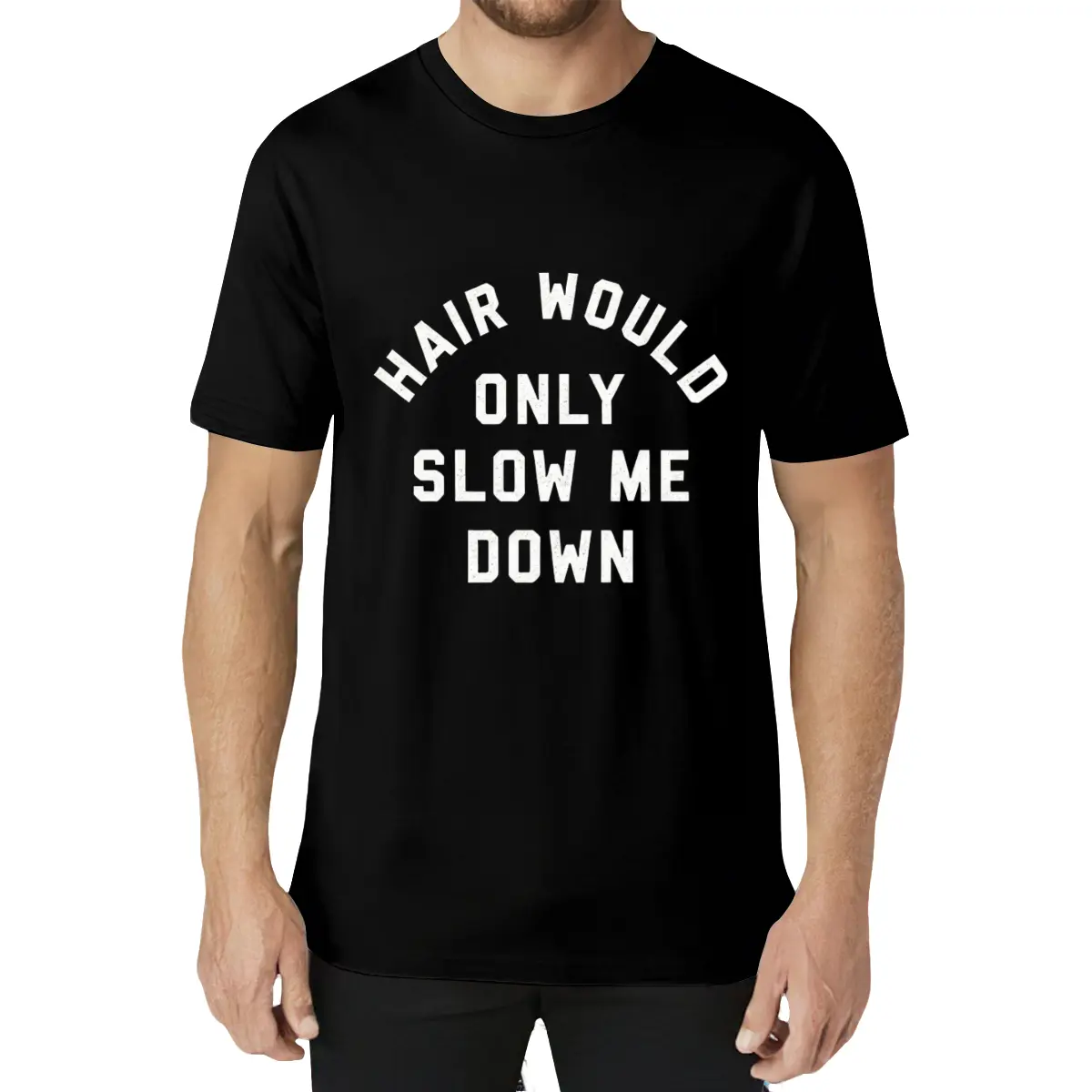 Mens Funny T Shirts Hair Would Only Slow Me Down Sarcastic Bald Graphic Novelty Tee for Men Mens Funny T Shirts Cool Vintage Fashion T-Shirt Gift