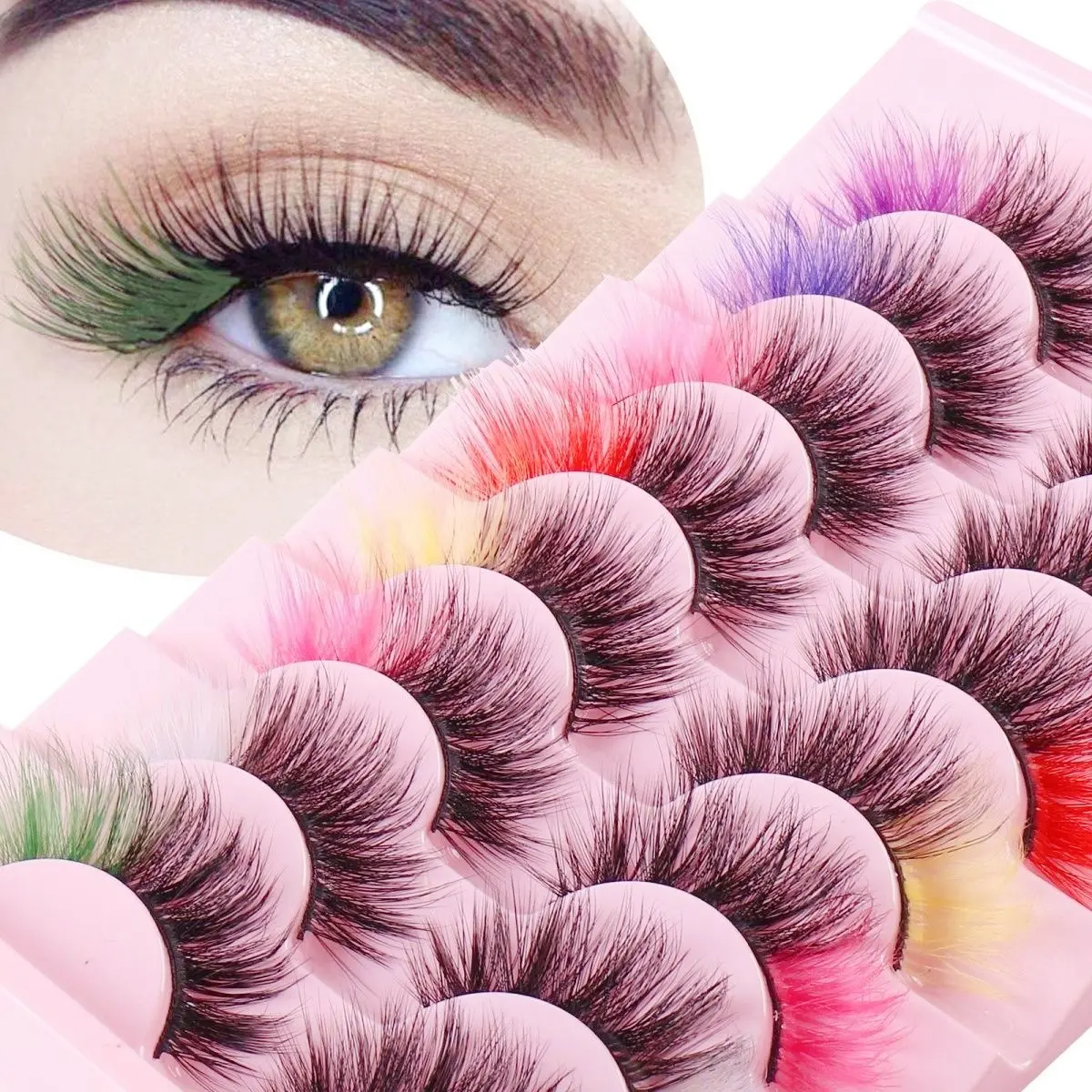 8 Pairs Colorful Faux Eyelashes, Volume Lashes, Fancy Lashes, Hypoallergenic and Vibrant for Cosplay, Makeup and Everyday Glam, Perfect Gift for Women