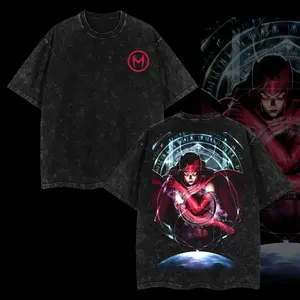 Wanda Maximoff The Scarlet Witch Wash Tee Menswear Clothes Cotton Premium American Made Oversized Relaxed Fit 100% Cotton 230gsm Classic Style