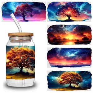 5 Sheets Tree Sky UV DTF Stickers Decorative Art Home Unicorn Decoration Items Decoration Supplies Household Mug Wrap