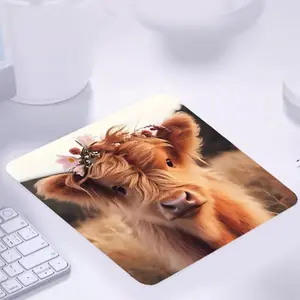 Highland Cow Pattern Mouse Pad, Rectangle Gaming Mouse Pad, Office Desk Keyboard Mouse Pad, Non-Slip Rubber Base Stitched Edge Desk Pad, Desk Accessories, Gaming Room Accessories