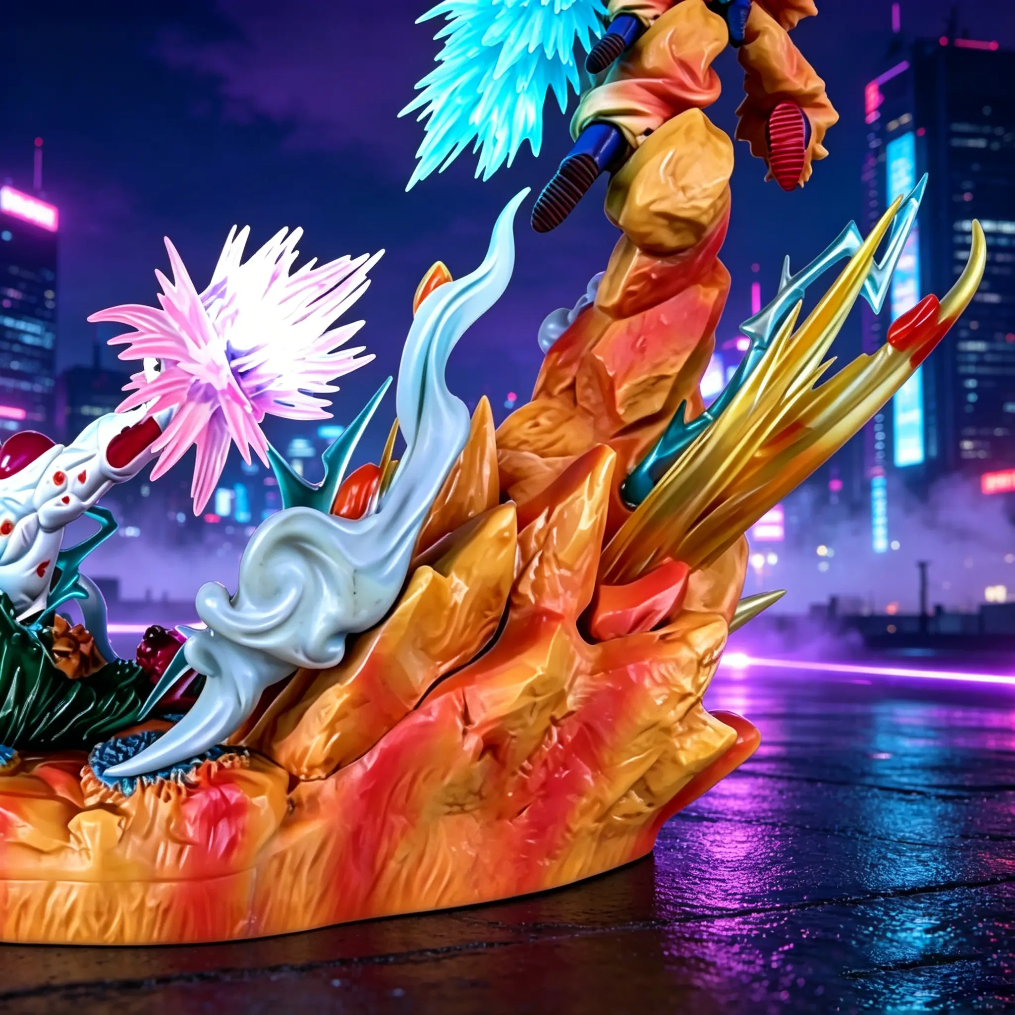 Anime Fighting Scene Collectible Figure DBZ Series Broken Mountain Base Energy Special Effects Statue Premium Resin Craft Gift For Teen Boy Anime Collector Christmas Halloween Gift
