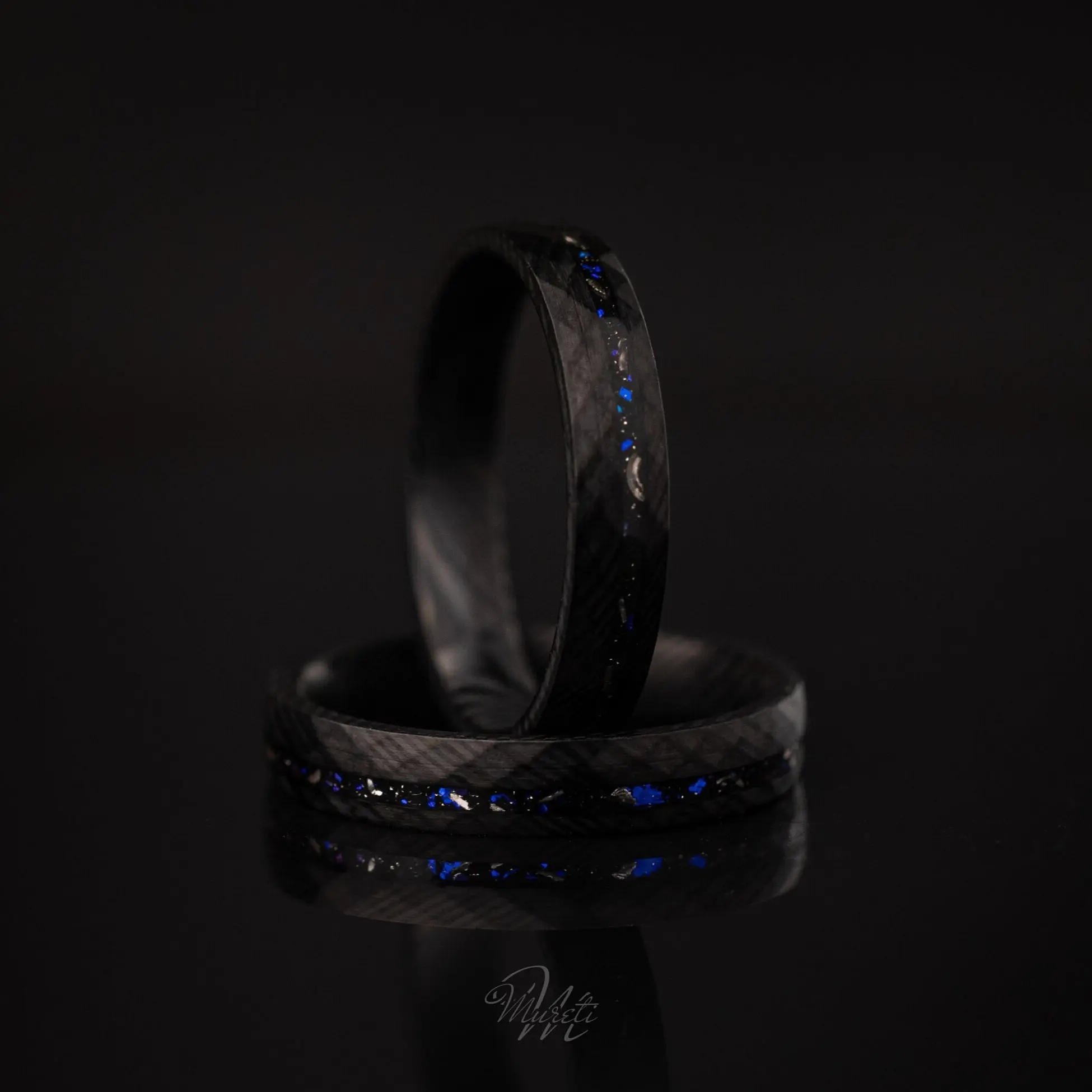 Stardust Damascus - Nebula & Meteorite Ring, 4mm Width