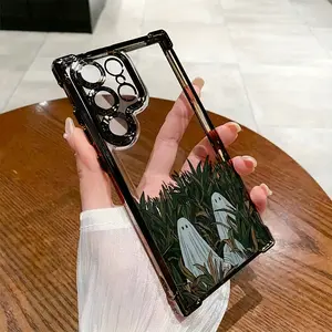 Minimalist Art Ghost Phone Case Compatible with Samsung Galaxy S25 S24 S23 S22 S21 FE Ultra Plus 4G 5G, Shockproof Transparent Soft Back Cover.