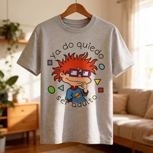 Women's Plus Size Vintage Graphic Tees - Chuckie Rugrats "Ya No Quiero Ser Adulto" Oversized T-Shirt | 90s Nostalgia Trendy Tops