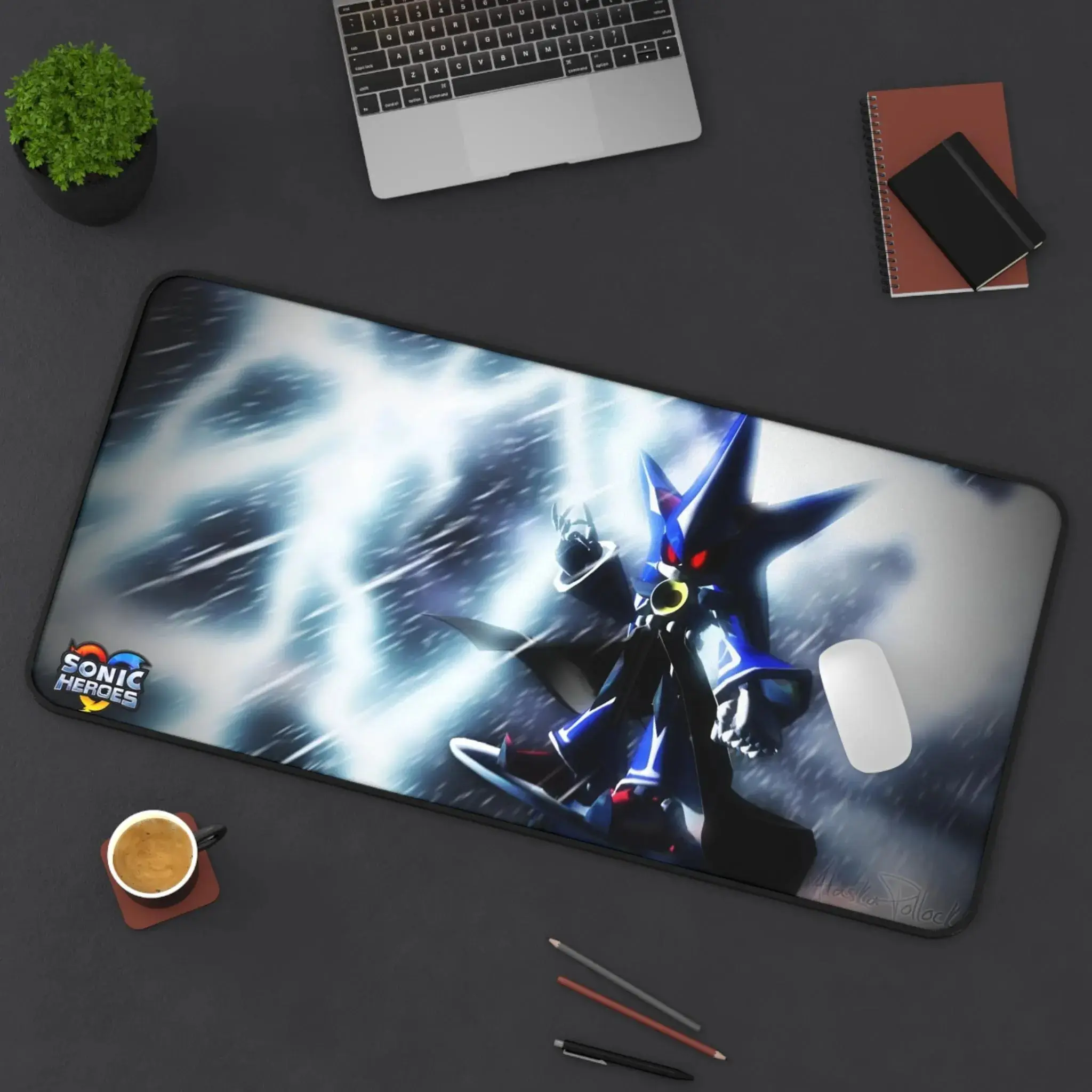 Sonic Heroes Neo Metal Sonic Desk Mat _ Gaming Mouse Pad _ Office Decor _ Gamer Gift _ Anime Merchandise _ Game Console Desk Accessory
