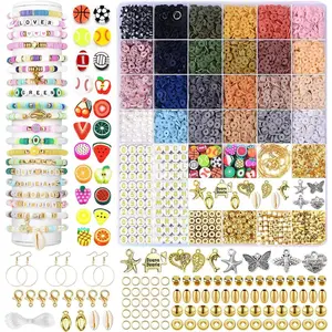 6680 count Clay Beads Bracelet Making Kit, Flat Preppy Beads for Friendship Bracelets, Polymer Clay Beads with Charms for  Earrings Necklaces Making Kit, Crafts Gifts for Girls Ages 6-12