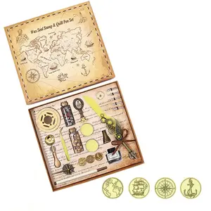 Vintage Wax Seal Stamp Set + Feather Pen, Multi-Color Wax Beads, Handmade Sealing Kit, Perfect Gift for Art Lovers, Birthday & Holiday Gifts