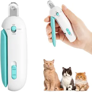 Cat Nail Clipper Trimmer with 3 Adjustable Safety Levels, Professional Grooming Tool for Indoor Kitten Puppy with Debris Catcher & Hidden Nail File Blue