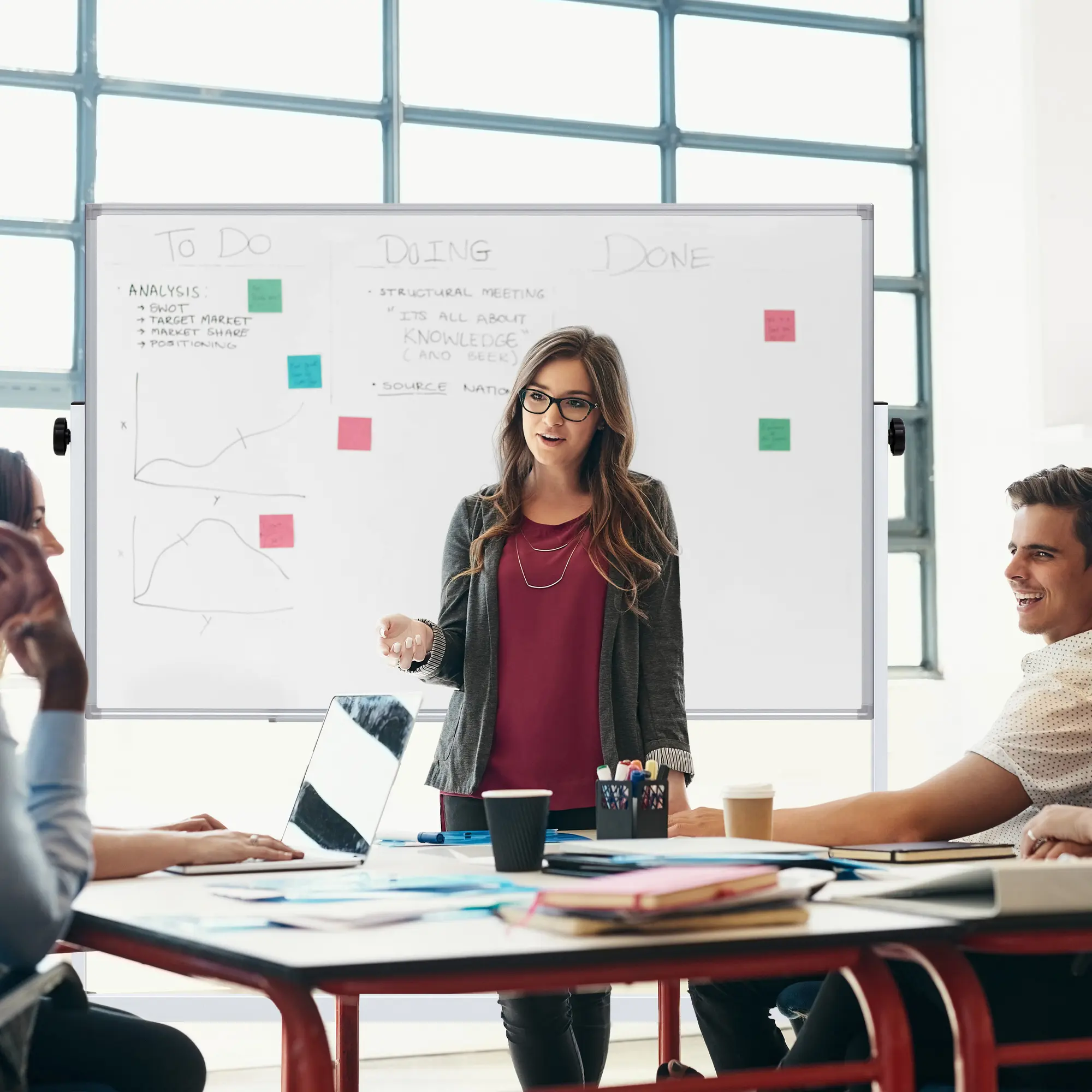 46"x32" Mobile Magnetic Whiteboard with Aluminum Stand & Wheels for Home Office Classroom Rolling White Board on Wheels 48"x32" Large Dry Erase Board with Stand Big Rolling Whiteboard for Home Office School Black & White Easy Install