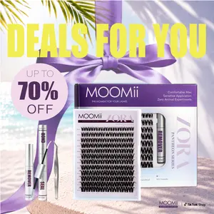 MOOMii ZORA DIY Cosmetic Eyelash Clusters Kit - D-Curl, 8-18mm Mixed Lengths, Ultra-Soft Thin Band, Waterproof Natural V-Shape, Lightweight Long-Lasting, W/Bond, Seal, Tweezers & Remover, Beginner-Friendly