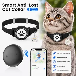 Smart Pet Tracker Cat Collar [Dual System Supported], No Monthly Fees | Works with Native "Find My" & Device Locator Network | Breakaway Safety Collar for Kittens & Small Dogs