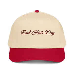 BAD HAIR DAY Red & Natural embroidery snapback