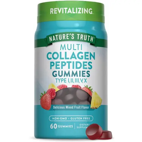 Nature's Truth Multi Collagen Peptides - 60 Gummies - Non-GMO & Gluten Free Complex Supplement - Mixed Fruit Flavor