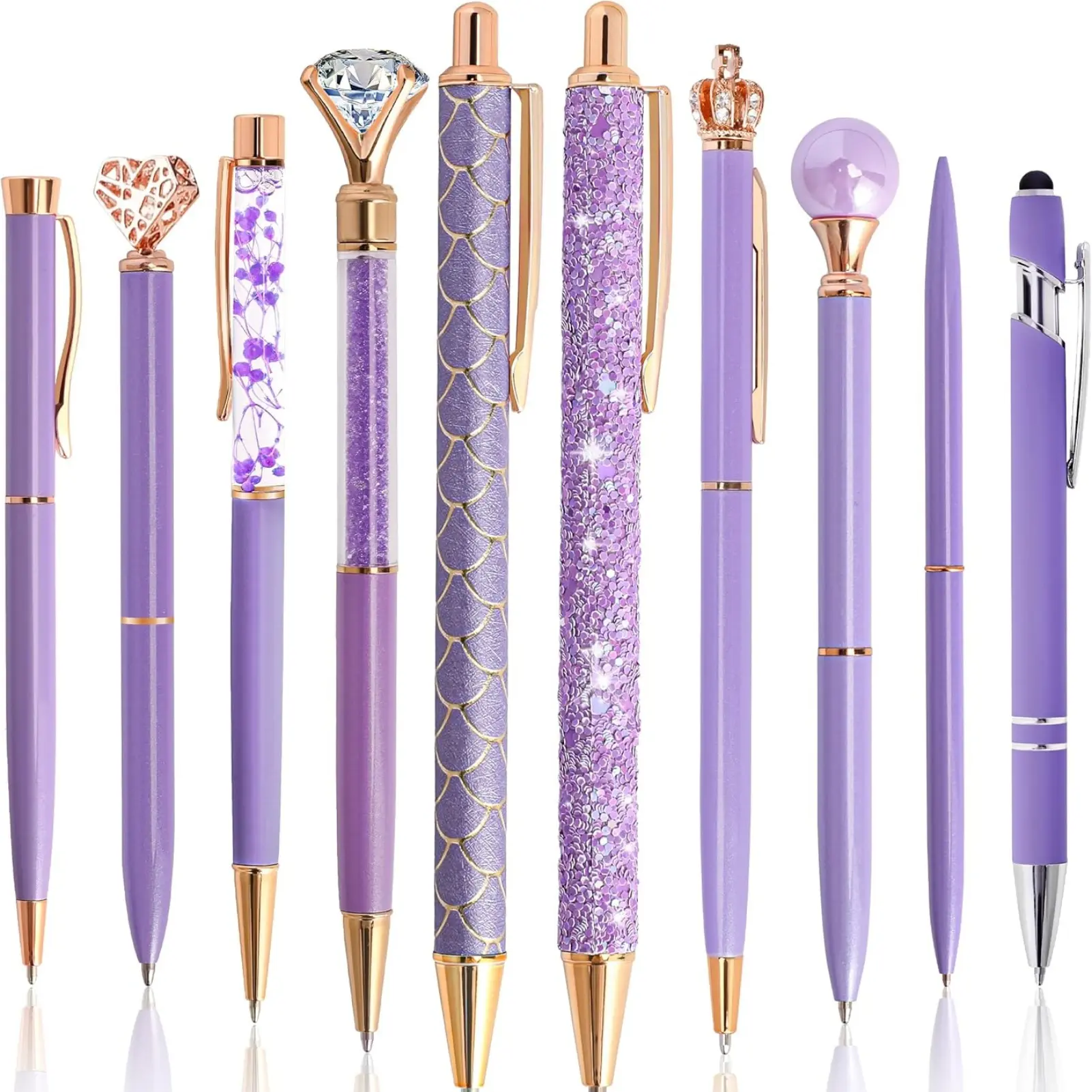 Ballpoint Pens Set Party Favors for Kids Purple Gifts Purple Pens for Women Girls Office Supplies School Supplies Black Ink Metal Crystal Diamond Pens
