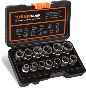 Bolt Extractor Kit, 13+1 Pieces Nut Extractor Socket Set, 3/8" Drive Rounded Bolt Remover, Lug Nut Removal Tool for Damaged, Rusted, Rounded-Off, Stripped Fasteners