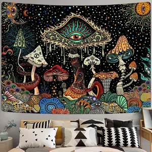 Mushroom Hippie Tapestry – Cute Aesthetic Wall Decor Tapestry for boys room decor  , Dorm, Living Room, Boys Room Hanging Decoration