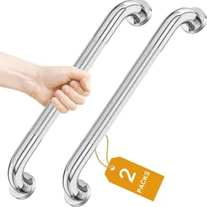 2 Pack 19 Inch Stainless Steel Shower Grab Bar with Anti-Slip Knurled Grip Heavy Duty Safety Bars for Elderly or Handicapped Polished 304 Stainless Steel Non-Slip Easy Install Multipurpose Sturdy Design