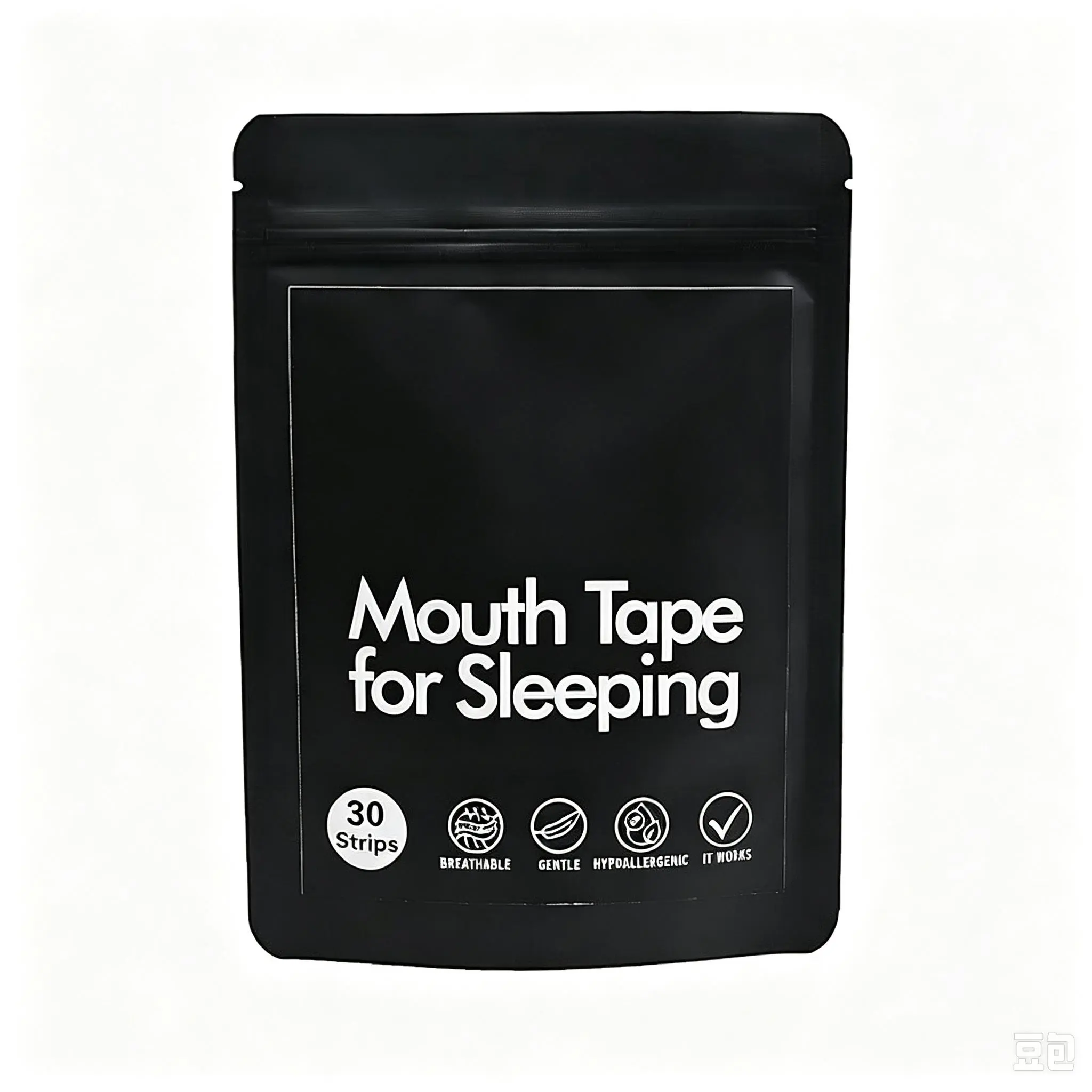 Breathable Sports Mouth Tape - Upgraded 30-Count, Extra Strong Adhesive, Premium Fabric, Ergonomic Lip Seal Design, Black/Pink Hypoallergenic Soft Sleep Aid for All-Night Comfort