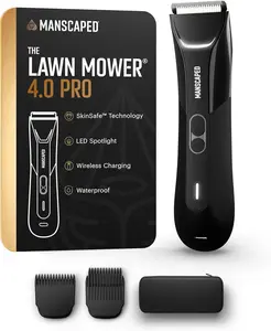 MANSCAPED® The Lawn Mower® 4.0 PRO - Groin & Body Hair Trimmer, Updated SkinSafe® Trimmer Blade, Waterproof Wet/Dry Groomer, USB-C & Wireless Charging Compatible, Men’s Ball Shaver with Travel Lock