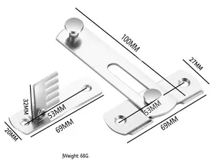 2-Pack,Adjustable Height Door Latch 100mm x 53mm Suitable for Uneven Gaps Easily Adjustable to Close Latch
