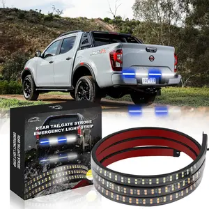 60 Inch Blue/White Strobe Light Strip 288LED Police Strobe Emergency Lights Bar Flexible Flashing Warning Hazard Light w/Waterproof Police Firefighters Vehicles Trucks Car