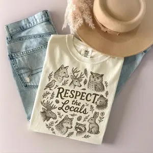 National Park Vintage T-shirt, Respect The Locals Tee, Camping Tee, Gift For Camping Lover, Funny Animals, Top Nature Mom, Cotton Fabric