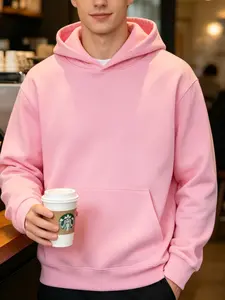 Men's Solid Color Hooded Sweatshirt, Casual Daily Wear, Long Sleeve Design, Fashionable, Minimalist and Comfortable, Fall & Winter
