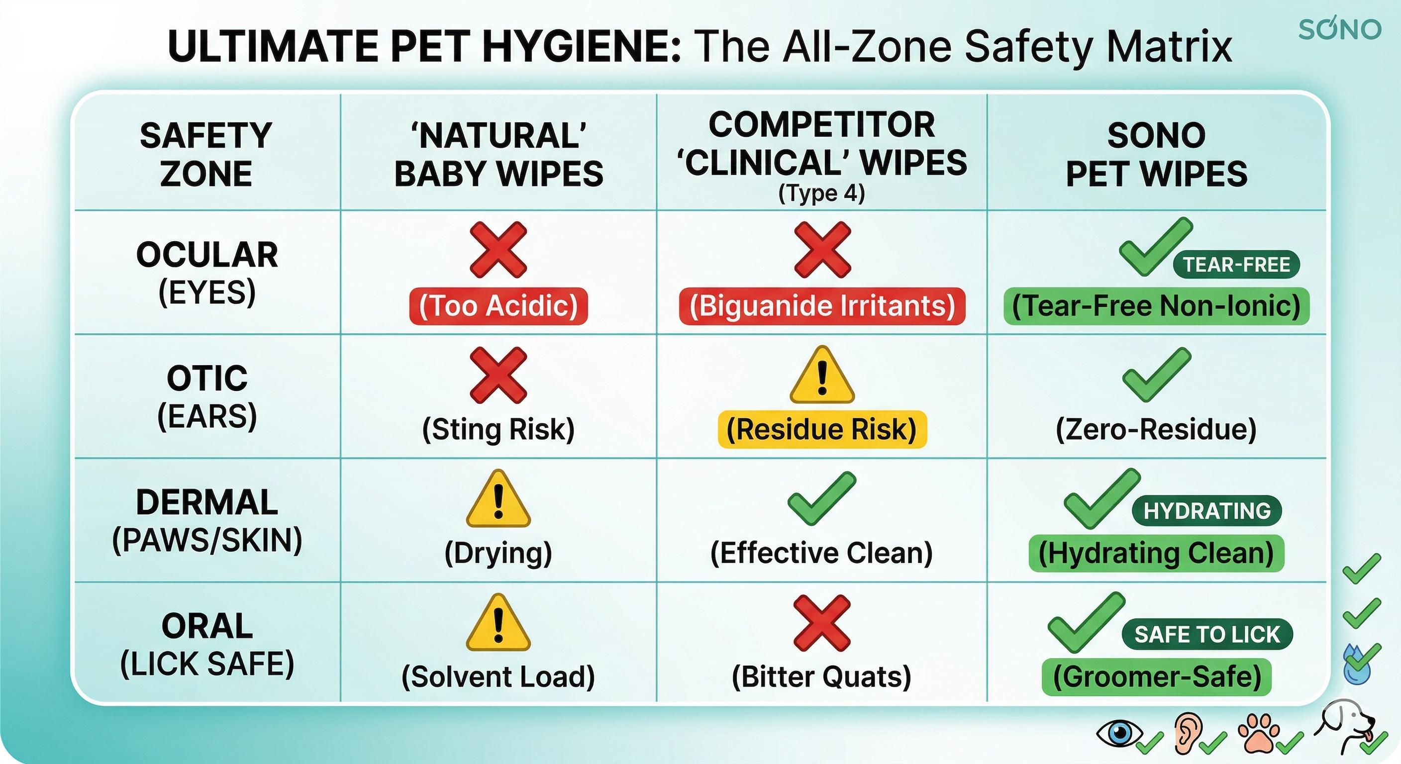 SONO Pet Wipes - Lick Safe Formulation for Dogs & Cats (100 Count) with Chamomilla, Vitamin E & Aloe 9 Pack