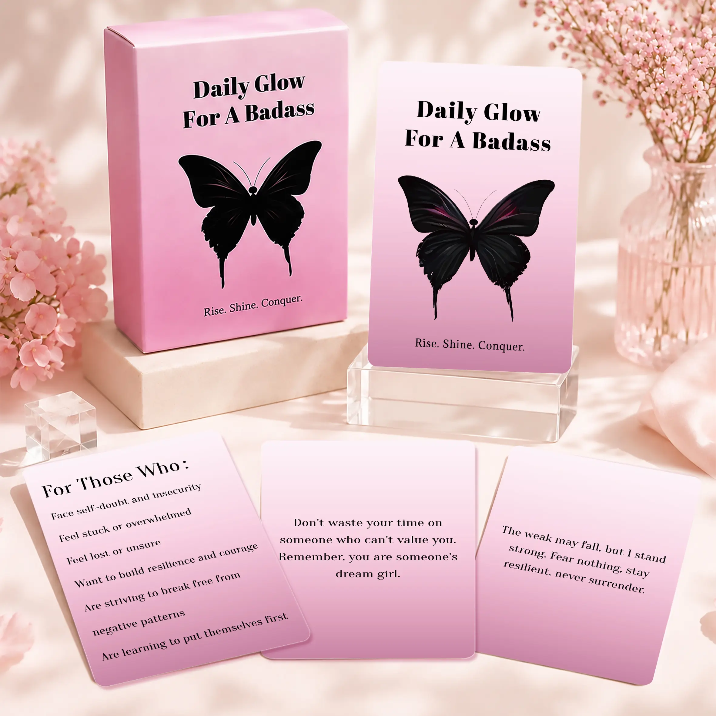 Healing Whispers Daily Inspiration Mindfulness Affirmation Cards, Intentional Women Empowerment Deck for Meditation Yoga Rituals, Anxiety & Stress Relief Self Care Gift for Women