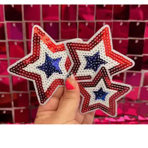 RWB Sequins Stars Iron On Patch