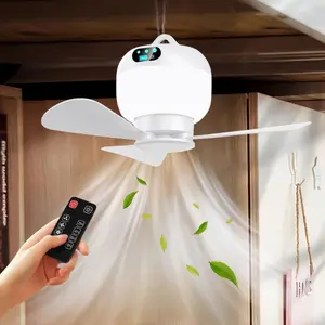Portable USB Rechargeable Fan Light, 6000mAh Fan Light with 3-color LED Light, Hanging Fan with Remote Control Function for Outdoor Use