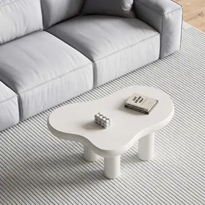 【GOOGREAT】39.4" Cloud Coffee Table, Cute Cream Coffee Table with 4 Solid Legs, Modern Carton Center Table for Living Room, Home Office, Funky Minimalist Tea Table (White)