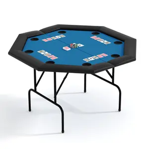 Garvee Octagon Poker Table with Water-Resistant Cushioned Rail, 8-Player Octagonal Poker & Blackjack Tables, Casino Leisure Table with Collapsible Legs