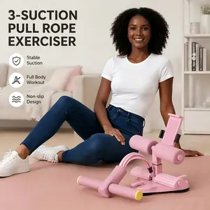 3-Suction Cup, No-Slip, Pull Ropes, Home Gym No-Slip Sit-Up Trainer with Pull Ropes - Stable 3-Cup Suction Base, Full Body Home Workout Equipment for Core & Strength Training