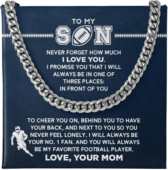 Son Necklace From Mom, Football Necklace For Boys, Football Chains for Boys, To My Son Necklace from Mom, Chains for Boys, Inspiration Christmas Football Gifts for Teenage Boys, Boys Football Gifts